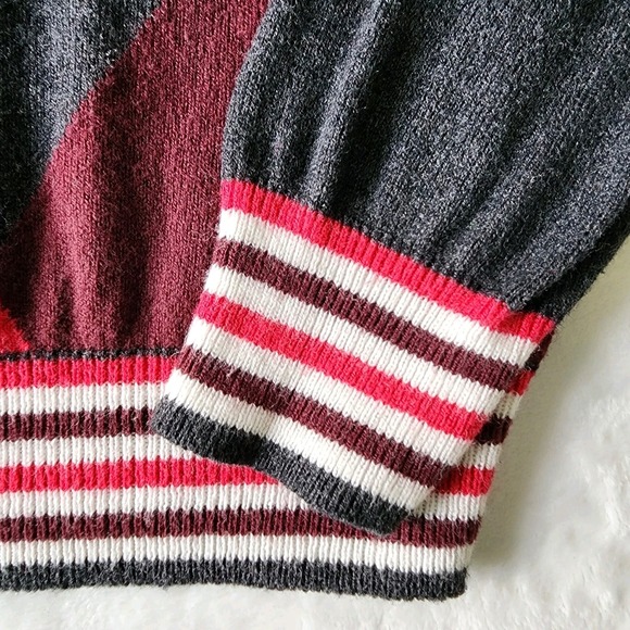 Oscar B Sweater Womens Small Argyle Knit Wool Blend Preppy Light Academia Office - Picture 7 of 12